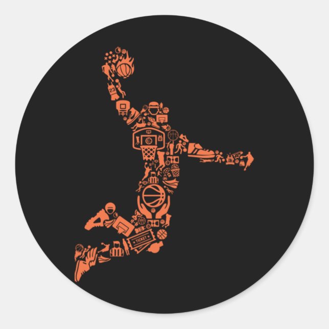 Basketball Collage  Classic Round Sticker (Front)