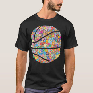 Basketball Colourful Flowers Funny Sports Gift T-Shirt