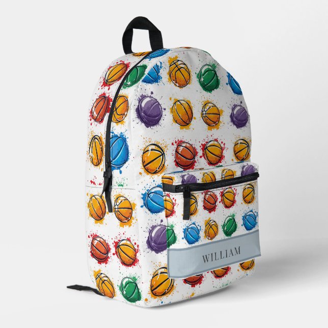 Basketball Colourful Kids Back To School Printed Backpack (Back Corner Left)