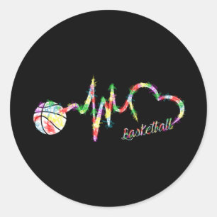 Basketball Colourful Smoke Heartbeat Classic Round Sticker