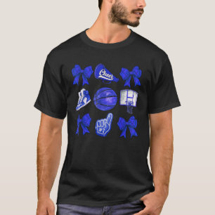 Basketball Coquette Blue Cheer Mum Game Day Women T-Shirt