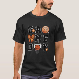 Basketball Coquette Bow Game Day Vintage Basketbal T-Shirt