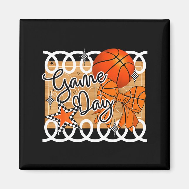 Basketball Coquette Bow Game Day Women Girl  Magnet (Front)