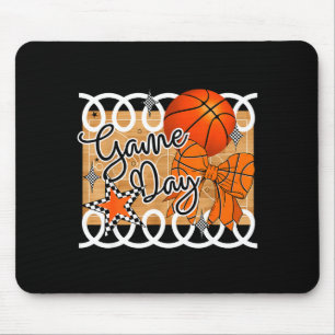 Basketball Coquette Bow Game Day Women Girl Mouse Pad