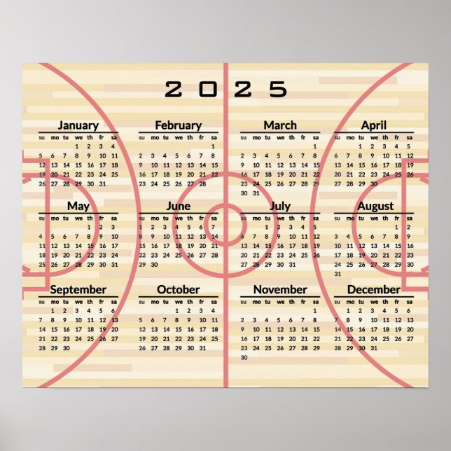 Basketball Court Design 2025 Calendar Poster (Front)