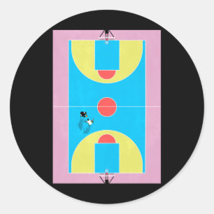 Basketball Court Pastel Colours Classic Round Sticker