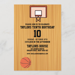 Basketball Court Sports Custom Birthday Party Invitation
