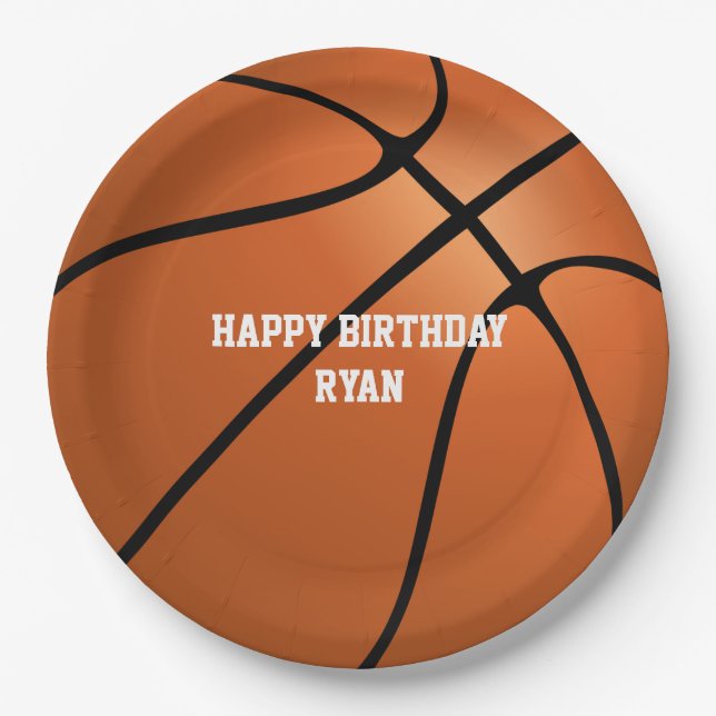 Basketball Custom Birthday Paper Plate (Front)