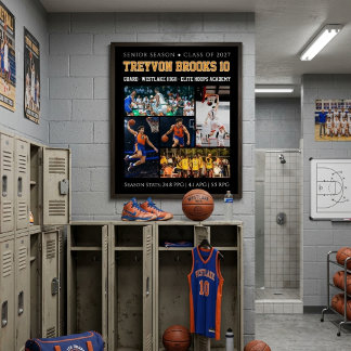 Basketball Custom Photo Collage Player Number Poster