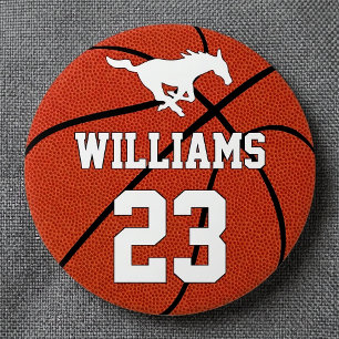 Basketball Custom Player Name Number and Team Logo 7.5 Cm Round Badge