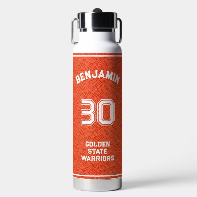 Basketball Custom Player Team Number Texture Water Bottle (Front)