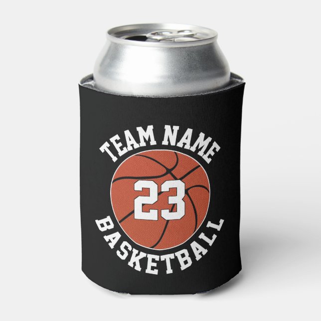 Basketball Custom Team Name & Player Number Sports Can Cooler (Can Front)