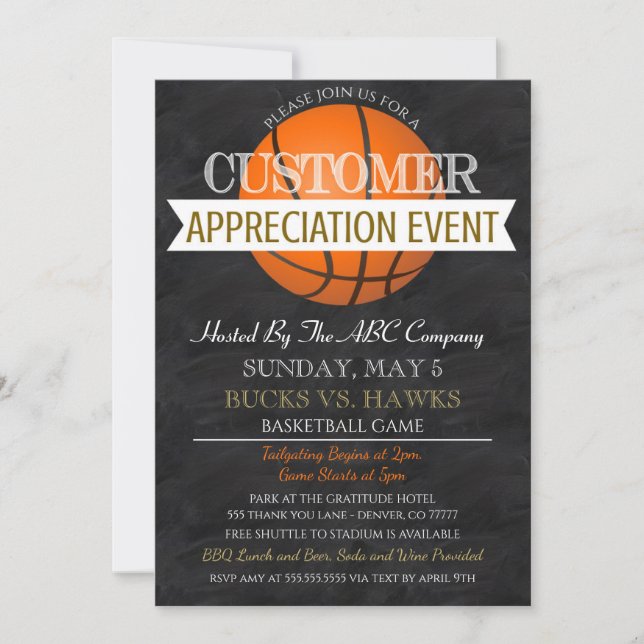 Basketball Customer Appreciation Invitation (Front)