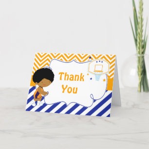 Basketball Cute African American Birthday Party Thank You Card