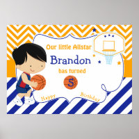 Basketball Cute Black Hair Boy Birthday