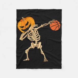 Basketball Dabbing Skeleton Men Boys Halloween Bas Fleece Blanket