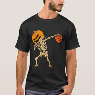 Basketball Dabbing Skeleton Men Boys Halloween Bas T-Shirt