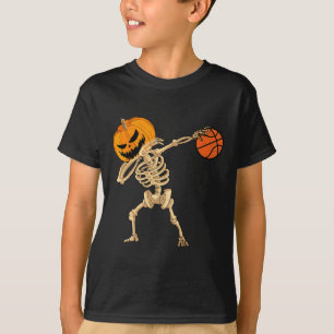 Basketball Dabbing Skeleton Men Boys Halloween Bas T-Shirt