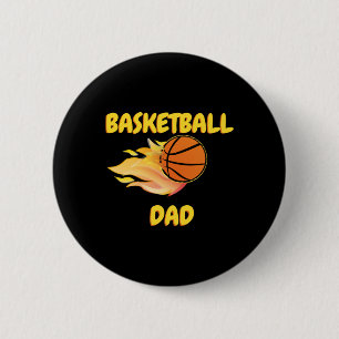 Basketball Dad Fiery Basketball Gift Design 6 Cm Round Badge