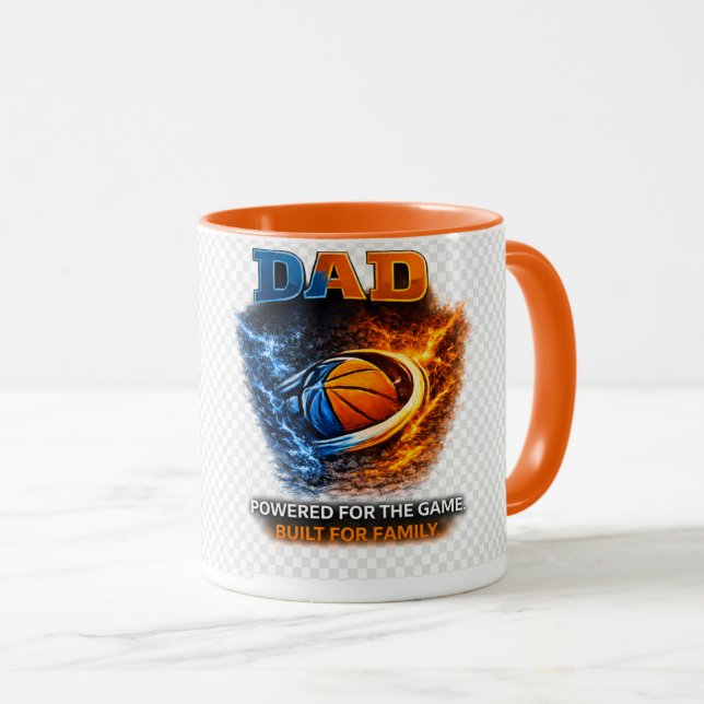 Basketball Dad Mug – Charged for the Game, Driven  (Front Right)