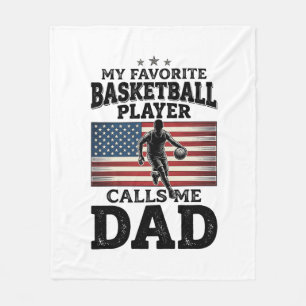 Basketball Dad Patriotic Vintage Engraving T-Shirt Fleece Blanket