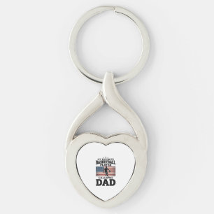 Basketball Dad Patriotic Vintage Engraving T-Shirt Key Ring