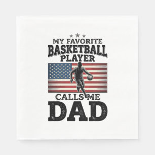 Basketball Dad Patriotic Vintage Engraving T-Shirt Napkin