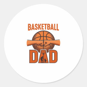 Basketball Dad Vintage Engraving Shirt Design_1 Classic Round Sticker