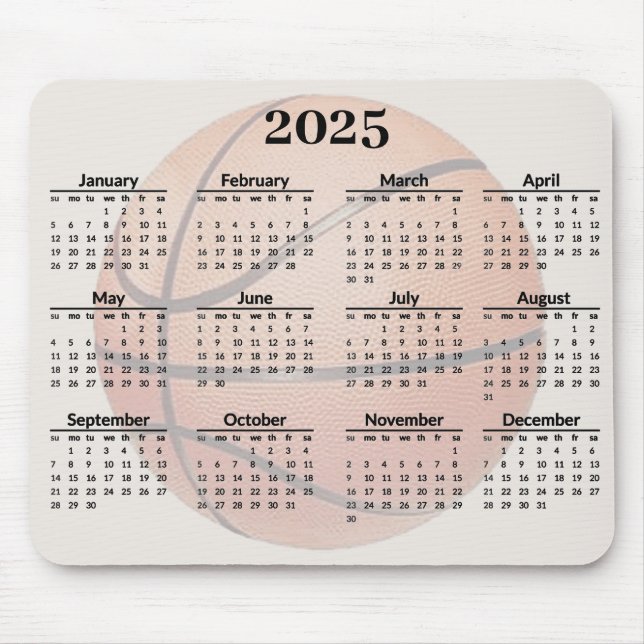 Basketball Design 2025 CalendarMousePad Mouse Pad (Front)