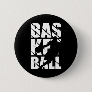 Basketball design for basketball player and basket 6 cm round badge