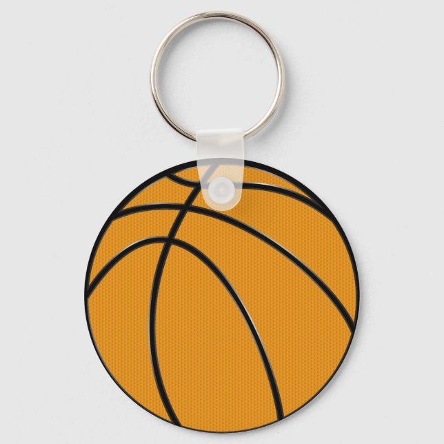 Basketball Design in Classic Orange and Black Key Ring (Front)