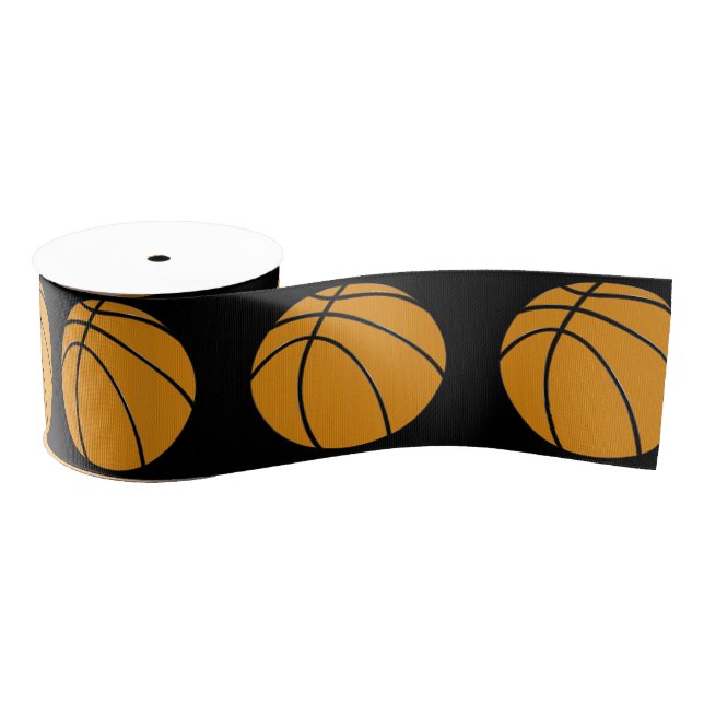 Basketball Design in Traditional Orange and Black Grosgrain Ribbon (Spool)