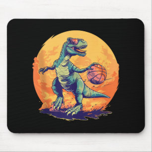 Basketball Dino T-rex Drawing Basketball Player Ar Mouse Pad