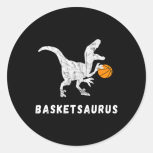 Basketball Dinosaur Baller T-rex Dino Playing Bask Classic Round Sticker