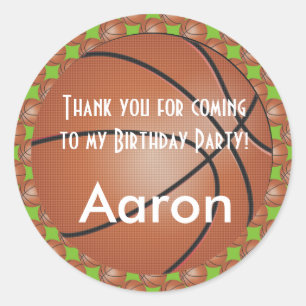 Basketball   DIY Background Colour   Birthday Classic Round Sticker