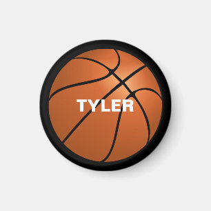 Basketball, DIY Name in White, Black Magnet