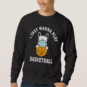 Basketball Dog Face Mask Basketball French Bulldog Sweatshirt