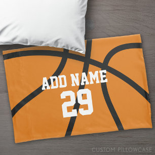 Basketball Drawing with Sports Name and Number Pillowcase