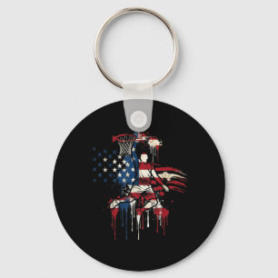 Basketball Drip American Flag 4th of July Key Ring