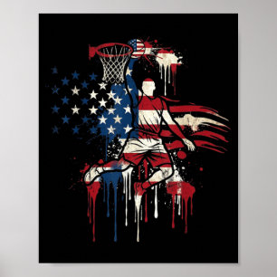 Basketball Drip American Flag 4th of July Poster