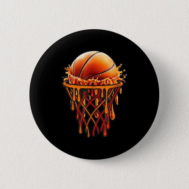 Basketball Drip Graphic, Basketball Funny Bruh Gif 6 Cm Round Badge (Front)