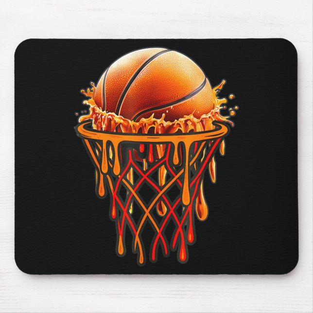 Basketball Drip Graphic, Basketball Funny Bruh Gif Mouse Pad (Front)