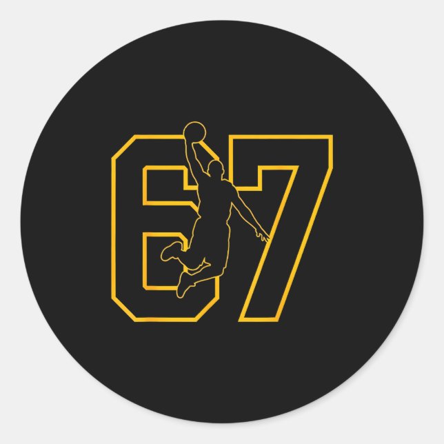 Basketball Drip Number 67 Basketball Player  Classic Round Sticker (Front)
