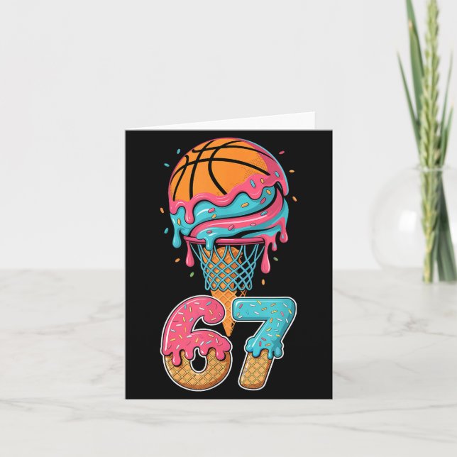 Basketball Drip Number 67 Player 67th Birthday Ice Card (Front)