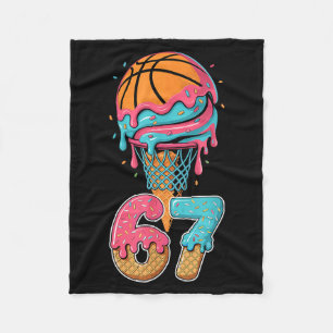 Basketball Drip Number 67 Player 67th Birthday Ice Fleece Blanket