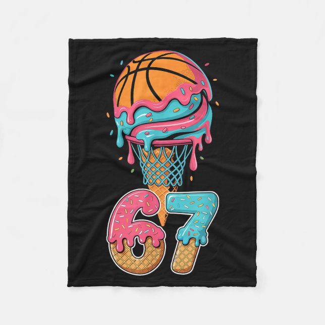 Basketball Drip Number 67 Player 67th Birthday Ice Fleece Blanket (Front)
