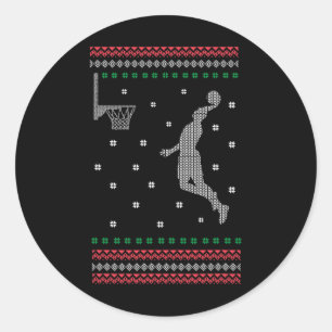 Basketball Dunking Christmas Cool Sport Ugly X-mas Classic Round Sticker