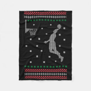 Basketball Dunking Christmas Cool Sport Ugly X-mas Fleece Blanket