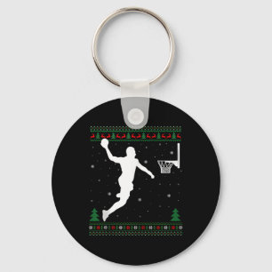 Basketball Dunking Xmas Ugly Basketball Player Chr Key Ring