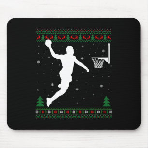 Basketball Dunking Xmas Ugly Basketball Player Chr Mouse Pad